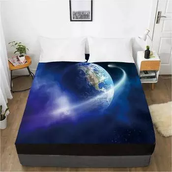 Простыня Galaxy на резинке 150x200/180/200/160*200 Наматрасник Чехол на кровать Черная земля 135x200 Deep 30cm