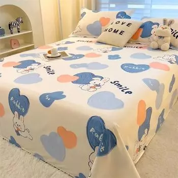 Простыня Ins Style из хлопка с простым принтом, односпальная двуспальная кровать размера «king-size», удобное дышащее студенческое одеяло из чистого хлопка, покрывало 2pc pillowcase48x74