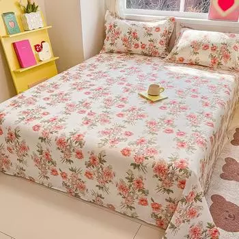 Простыня из 100% хлопка, 1 шт., простыня с цветочным принтом, двойное постельное белье King Size для девочек и мальчиков, детское постельное белье королевского размера King Size 120x230cm 1pcs