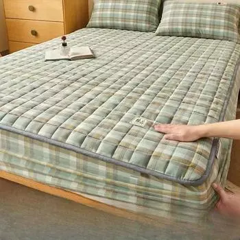 Простыня из 100% хлопка, цельный утолщенный хлопковый зажим, защитный чехол для матраса, комплект из трех предметов, противоскользящий чехол Two pillowcases