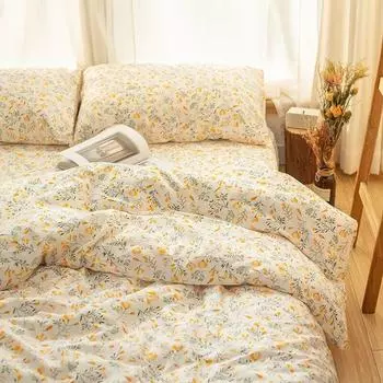 Простыня из 100% хлопка с принтом, красивые узоры, четкое удобное постельное белье, всесезонная простыня, пододеяльник, наволочка, 1 шт. 2 Pillowcase 48x74cm