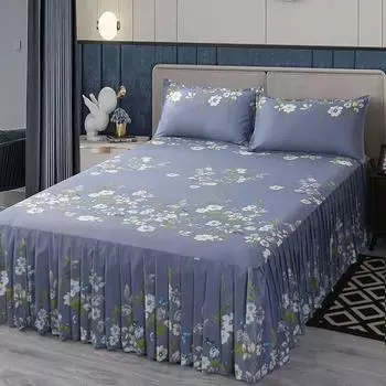 Простыня из 3 предметов, гладкое стеганое покрывало на кровать, роскошное покрывало для кровати, домашний комплект королевского размера, полный комплект простыней с юбками 3 Pcs 120x200cm