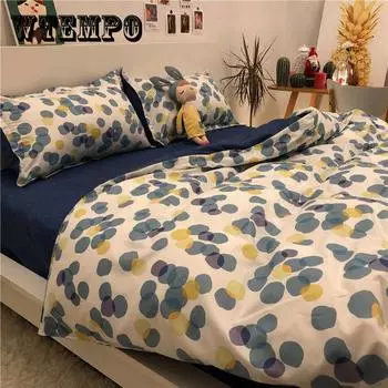 Простыня из четырех частей из мытого хлопка в скандинавском стиле, простое модное домашнее постельное белье Queen