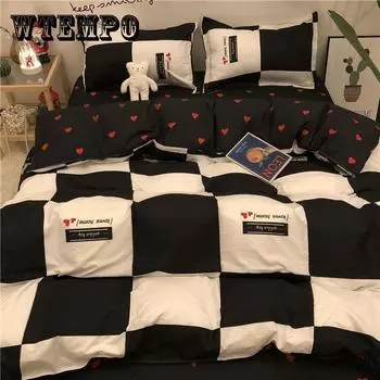 Простыня из четырех предметов, пододеяльник, пододеяльник из стираного хлопка, общежитие, предметы первой необходимости, предметы домашнего обихода 1.5m pcs