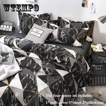 Простыня из четырех предметов в хлопковую полоску в простом интеллектуальном стиле, пододеяльник, наволочка, комплект домашнего постельного белья, двуспальная кровать Queen