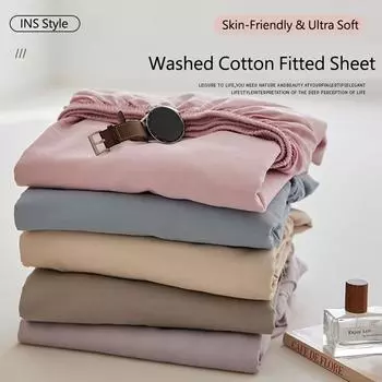 Простыня из хлопка с резинкой, регулируемый нескользящий чехол для матраса для односпальной, двуспальной, двуспальной, двуспальной кровати размера «king-size» и двухспальной кровати 100/160/200 2xPillowcase NOSHEET