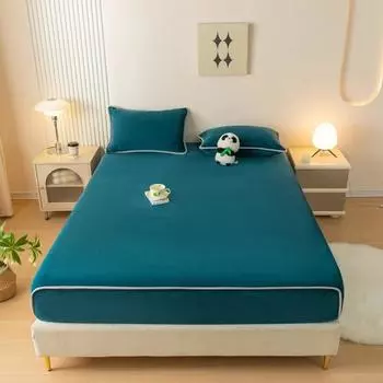 Простыня из молочного бархата с закругленными краями, защитный чехол для матраса с резинкой, зимняя толстая теплая однотонная простыня 90x190x30cm