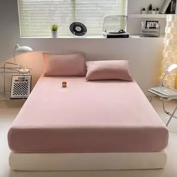 Простыня из однотонного молочного бархата, комплект из трех предметов, цельное покрывало, защитный чехол для матраса Simmons, «все включено», утолщенный и теплый 90x20