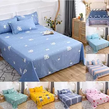 Простыня из полиэстера и хлопка с принтом на подкладке Постельное белье Плоская простыня Мягкое дышащее постельное белье (Нет наволочек ) 120cmx230cm Only a Sheet