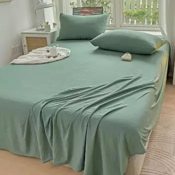 Простыня из стираного хлопка, однотонная, высококачественная, двуспальная кровать размера Queen King, простыни, постельное белье из чистого хлопка, односпальное, детское постельное белье 160x230cm 1pc