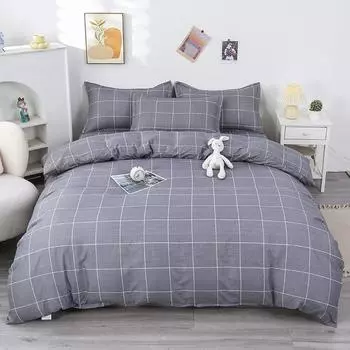 Простыня из стираного хлопка, состоящая из четырех частей, шлифованная хлопковая простыня из алоэ, трехсекционная простыня, пододеяльник, постельное белье, домашний текстиль, пододеяльник 1.2m three-piece set