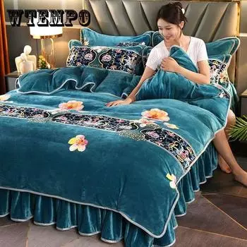 Простыня King Size/Queen Size/Twin Size, пододеяльник, наволочка, комплект из четырех предметов, утолщение спальни, простое постельное белье, высококачественная зимняя двусторонняя фланель twin 4pcs