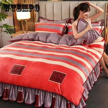 Простыня King Size/Queen Size/Twin Size, пододеяльник, наволочка, комплект из четырех предметов, утолщение спальни, простое постельное белье, высококачественная зимняя двусторонняя фланель twin 4pcs