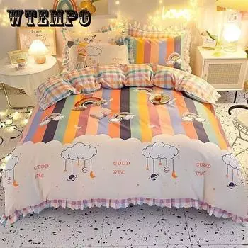 Простыня King Size/Queen Size/Twin Size, пододеяльник, наволочка, комплект из четырех предметов, утолщение, простое постельное белье для спальни, высокое качество twin 4pcs