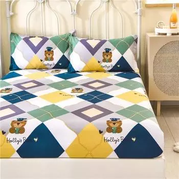 Простыня на подкладке из 100% хлопка с принтом и эластичным поясом, большая простыня на подгонке 180x200 см, двойной матрас King без наволочки 2pc Pillowcase48x74