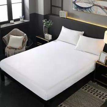 Простыня на резинке для спальни с противоскользящей эластичной лентой, однотонная, пригодная для машинной стирки, полностью упакованная, защита матраса 120x200cm белый