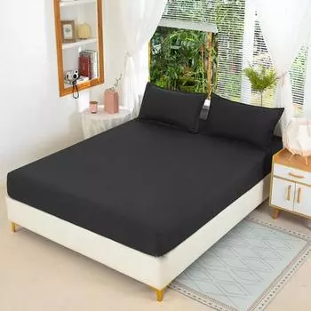 Простыня на резинке для спальни с противоскользящей эластичной лентой, однотонная, стираемая в стиральной машине, полностью упакованная, защитный чехол для матраса, простыня для гостиничного общежития 120x200cm темно-серого