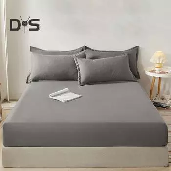 Простыня на резинке для спальни с противоскользящей эластичной лентой, однотонная, стираемая в стиральной машине, полностью упакованная, защитный чехол для матраса, простыня для гостиничного общежития 120x200cm темно-серого