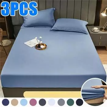 Простыня на резинке с резинками, нескользящие, регулируемые чехлы для матраса для одного, двуспального, 3 шт. простыня + 2 наволочки 120X230 3PCS /1 Set белый