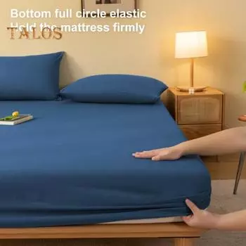 Простыня на резинке, ткань с начесом, полностью обернутая, эластичная, машинная стирка, различные цвета, постельное белье для дома, спальни, отеля, общежития A темно-синий