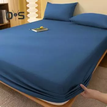 Простыня на резинке, ткань с начесом, полностью обернутая, эластичная, машинная стирка, различные цвета, постельное белье для дома, спальни, отеля, общежития A чёрный