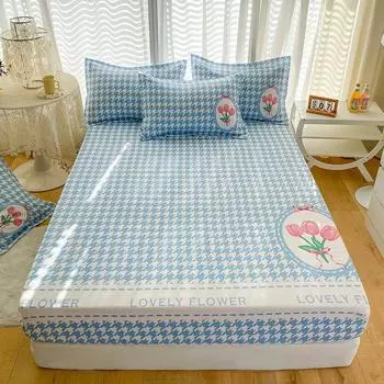 Простыня на резинке в цветочном стиле Постельное белье Нескользящий всесезонный Защитный чехол для матраса Простыни для дома Couvre Lit (Нет наволочки) Single 90x200cm 1pc