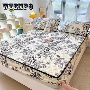 Простыня, плюшевый утолщенный стеганый наматрасник, хрустальный бархат, стеганая простыня King Queen с резинками, наволочка 150*200cm with pillowcase