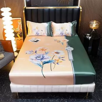 Простыня с ледяным охлаждением для кровати размера «queen-size», покрывало с мультяшным принтом для детей, защитные чехлы для двуспальной кровати, гладкие простыни Queen 150x200x25cm