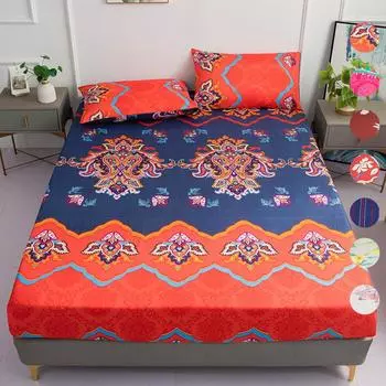 Простыня с принтом, нескользящая и пыленепроницаемая защитная резинка для матраса, простыня на подкладке (Без наволочки) 120cmx200cm