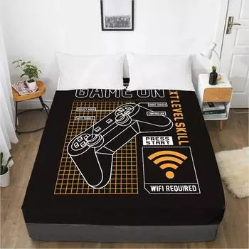 Простыня с рисунком домашнего игрового контроллера, наматрасник с 3D-печатью, эластичная лента, простыня, цельное постельное белье 120x200 3pcs