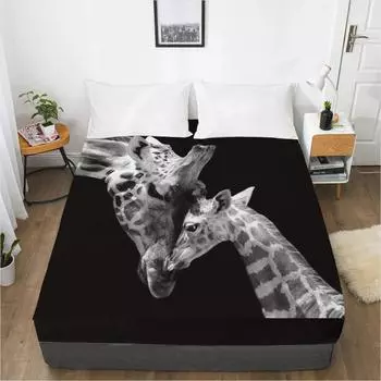 Простыня с рисунком лугового леса и животного, наматрасник с 3D-печатью, простыня на резинке, постельное белье, цельное изделие 120x200 3pcs