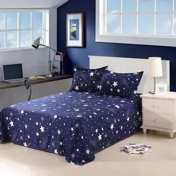 Простыня со звездным небом, покрывало с изображением падающих звезд, мягкая удобная верхняя простыня, декоративное постельное белье, 3 шт., простыня для домашнего декора 160x230cm 3pcs