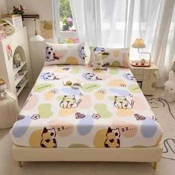 Простыня в мультяшном стиле, простыня из 100% хлопка, покрывало для взрослых и детей, защита для матраса, lenol(Наволочка Нужен заказ) Queen 150x200cm 1pc