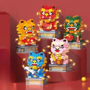 Просыпайся, лев, дракон, год, новогодний подарок, строительные блоки, детские развивающие головоломки, новогодние игрушки, строительные блоки without box