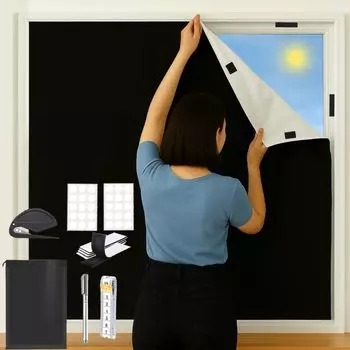 PROTEALL Blackout Blackout Cloth for Window Heat Heat UV Easy to Protects Against Sun and Western Easy to Ultra Blackout Glass Sheet, Glass, чёрный