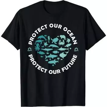 Protect Our Ocean Sea Animal Heart Earth Day Environment T-Shirt Unisex Style Shirts for Women Men Clothing Streetwear Y2k S бежевый