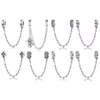 Protect The Bracelet From Falling Off All Kinds of Style Safety Chain S925 Sterling Silver Bracelet DIY Accessories Beaded Silver Jewelry