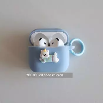 Protective Case Airpodspro2 Active Noise Reduction Version Earphone Case Airpods3 Wireless Bluetooth Silicone Integrated Niche Style Soft Case Apple AirPods3 Denim Blue + Circle Hanging Buckle