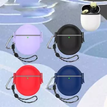 Protective Case Cover Earbuds Case Cover Shockproof Anti-fall Case With Hanging Strap Accessories синий