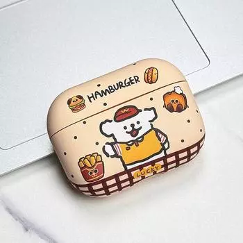 Protective Case Headset Warehouse Air4 Bluetooth Earbuds Case Airpodspro Second Generation 4 Generation Headphone Case Airpods3 Earphone Sleeves Air7 Apple AirPods 1/2 Burger Puppy/White Ears