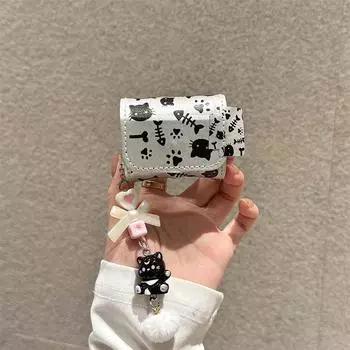 Protective Case Pro2 Earphone Case Second and Third Generation Noise Reduction Version Third Generation Fourth Generation Korean Cute Fancy Shell Apple Airpods 3 [Black Cat] Send Pendant
