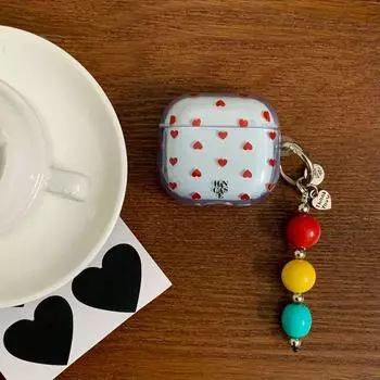 Protective Case Pro2 Earphone Case Second and Third Generation Noise Reduction Version Third Generation Fourth Generation Cute Minimalist Shell Apple Airpods Pro [Korean blue red Heart] Pendant