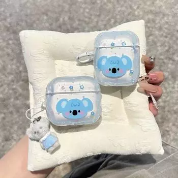 Protective Case Pro2 Earphone Case Two Three Generations Noise Reduction Version Three Generations Four Generations Korean Cute Fun Niche Style Apple AirPods 4 [Blue Koala] Send Circle