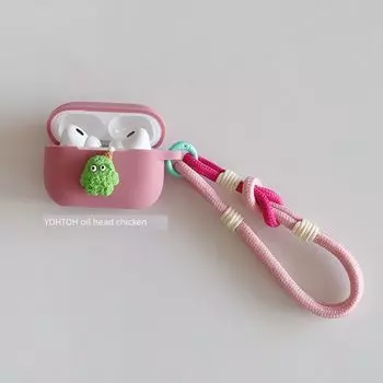 Protective Case Second Generation AirPods Pro3 Apple Earphone Case Cute Little Green Monster C Port New Arrival 2024 Silicone 2 One-Piece Soft IPod1 Apple AirPodsPro2 Bean powder + lanyard