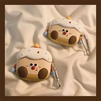 Protective Cover Star Ring Ultra Wireless Bluetooth Earbuds Case Creative Niche Style Drop-Resistant Young Adult Heart High-Looking Value New Arrival Lette Ear Ring ultra Cartoon cake + iron hook