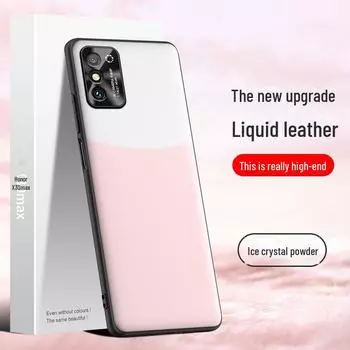 Protective liquid leather case for Honor X30Max designed to prevent falls and stains, can be shipped as a single unit. Honor X30Max белый/синий