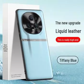 Protective liquid leather shell for Honor Magic5 Ultimate Edition phone, anti-fall design, ships as one piece. Honor Magic5 Ultimate Edition озеро синий