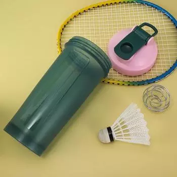 Протеиновый шейкер с блендерным шариком 600 мл, портативный шейкер с широким горлом 600ML синий