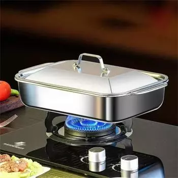 Противень для гриля из нержавеющей стали с антипригарным дном, решетка для рыбы на гриле, приспособление для выпечки, противень для морепродуктов S-Non-stick bottom