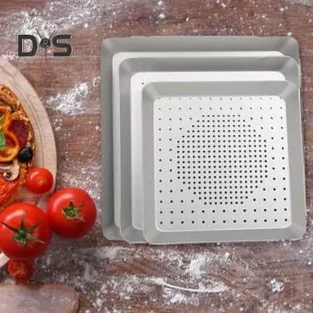 Противень для пиццы, квадратный антипригарный алюминиевый сплав, 8-16 дюймов, термостойкая штамповка, противень для выпечки пиццы, кухонные принадлежности 8Inch